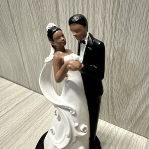 African American Bride Groom Dancing Wedding Cake Topper Figurine Black Love